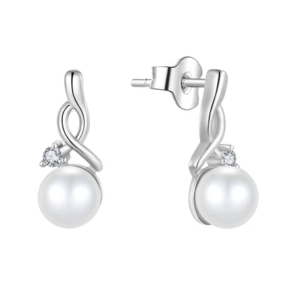 Infinity Pearl Drop Earrings