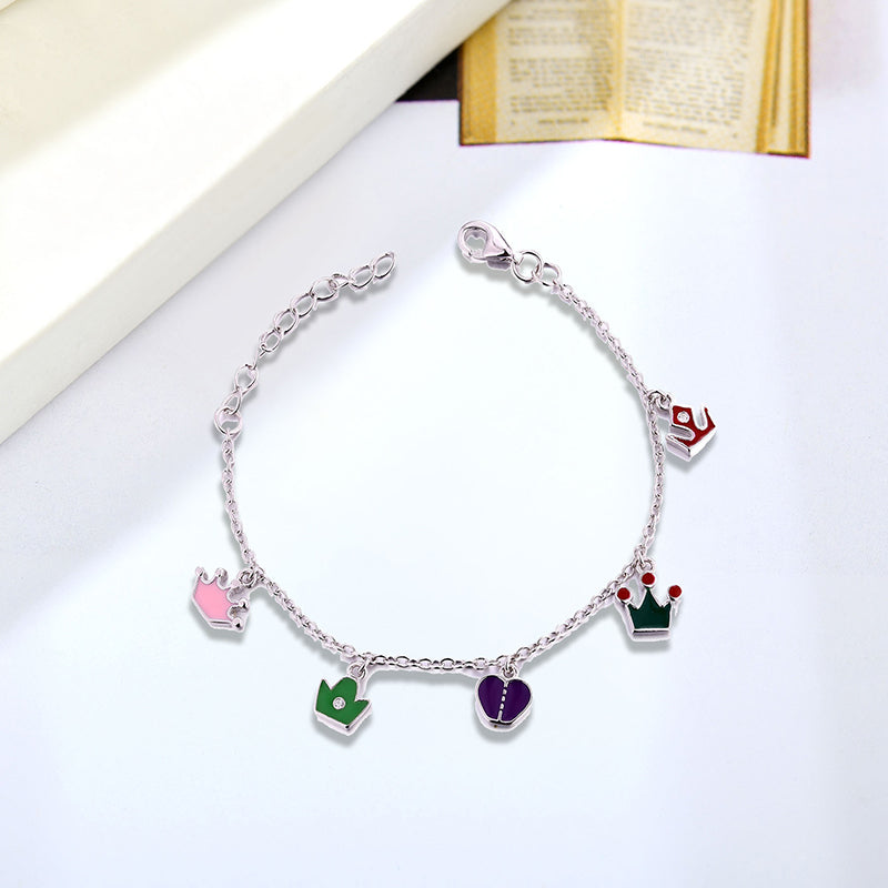 Aurilyn Enamel Crown Charm Bracelet