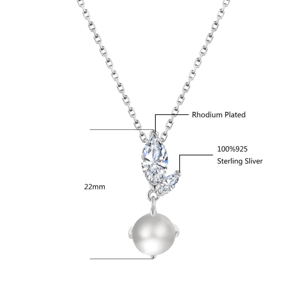 Leaf CZ Cluster Pearl Pendant