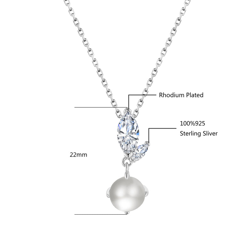 Leaf CZ Cluster Pearl Pendant