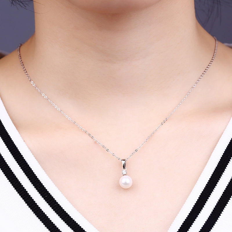 Aurilyn Solitaire Pearl Drop Necklace