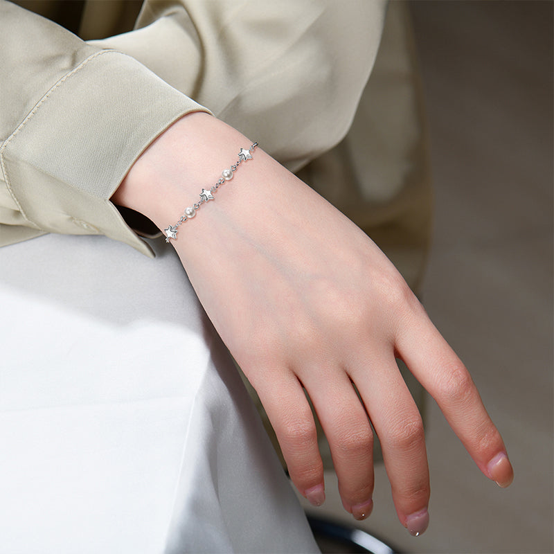 Aurilyn Star & Pearl Station Bracelet