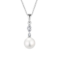 Marquise Drop Pearl Pendant, freshwater pearl CZ silver — Aurilyn