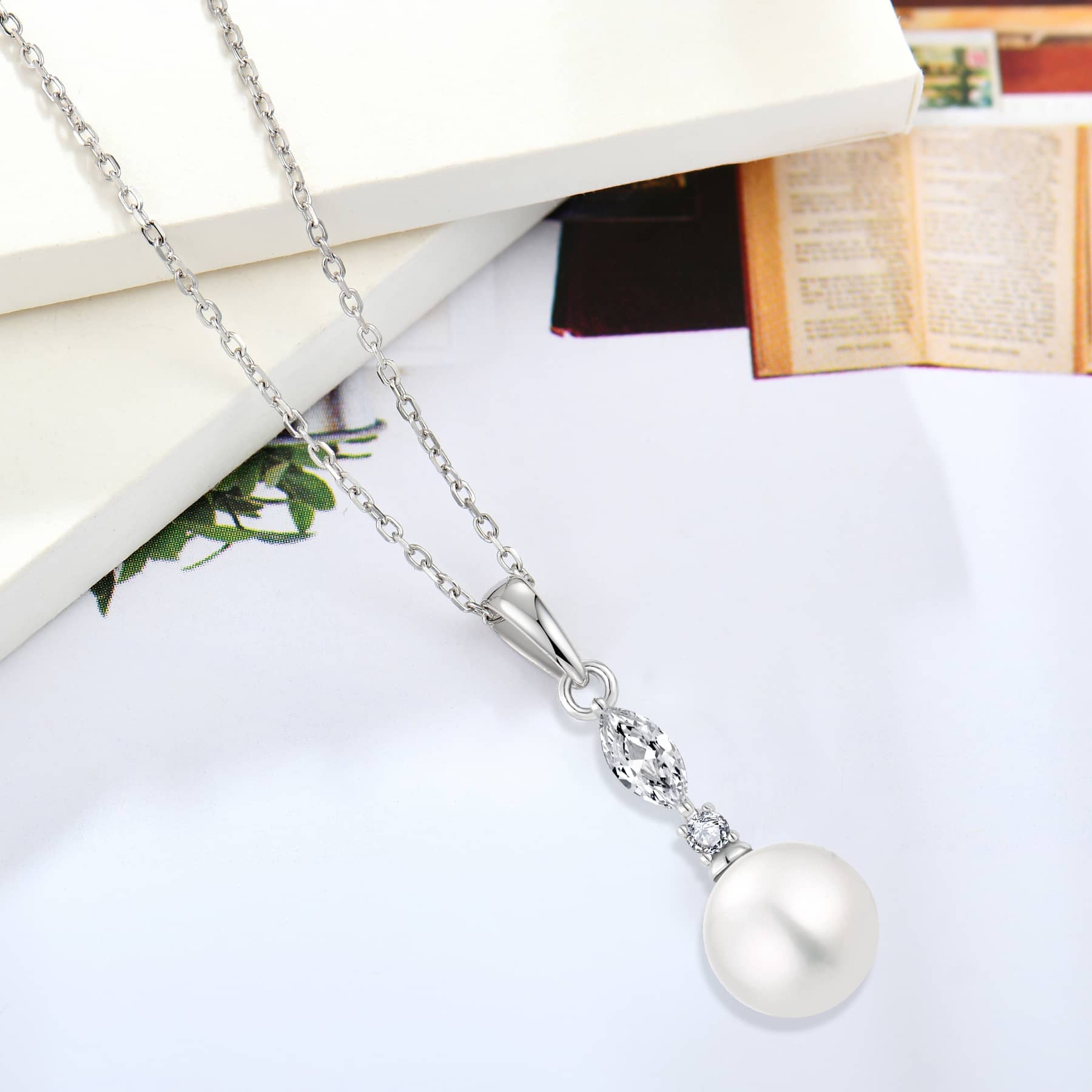 Aurilyn Marquise Drop Pearl Necklace