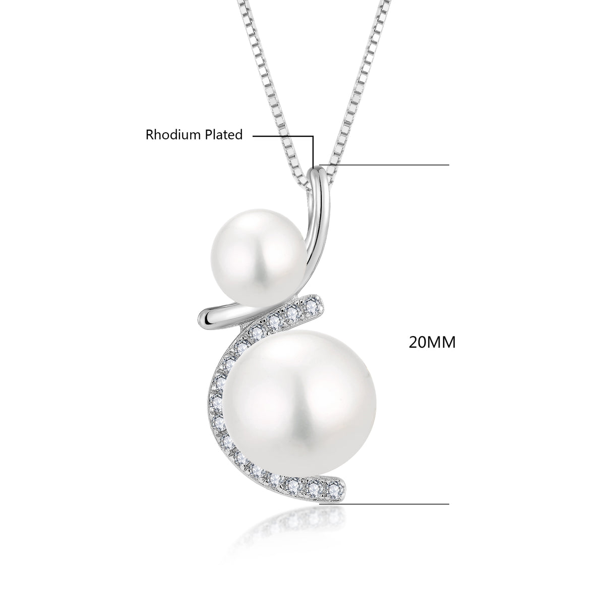 Double Pearl Pavé Curve Pendant