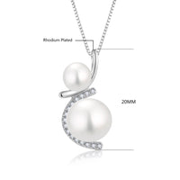 Double Pearl Pavé Curve Pendant