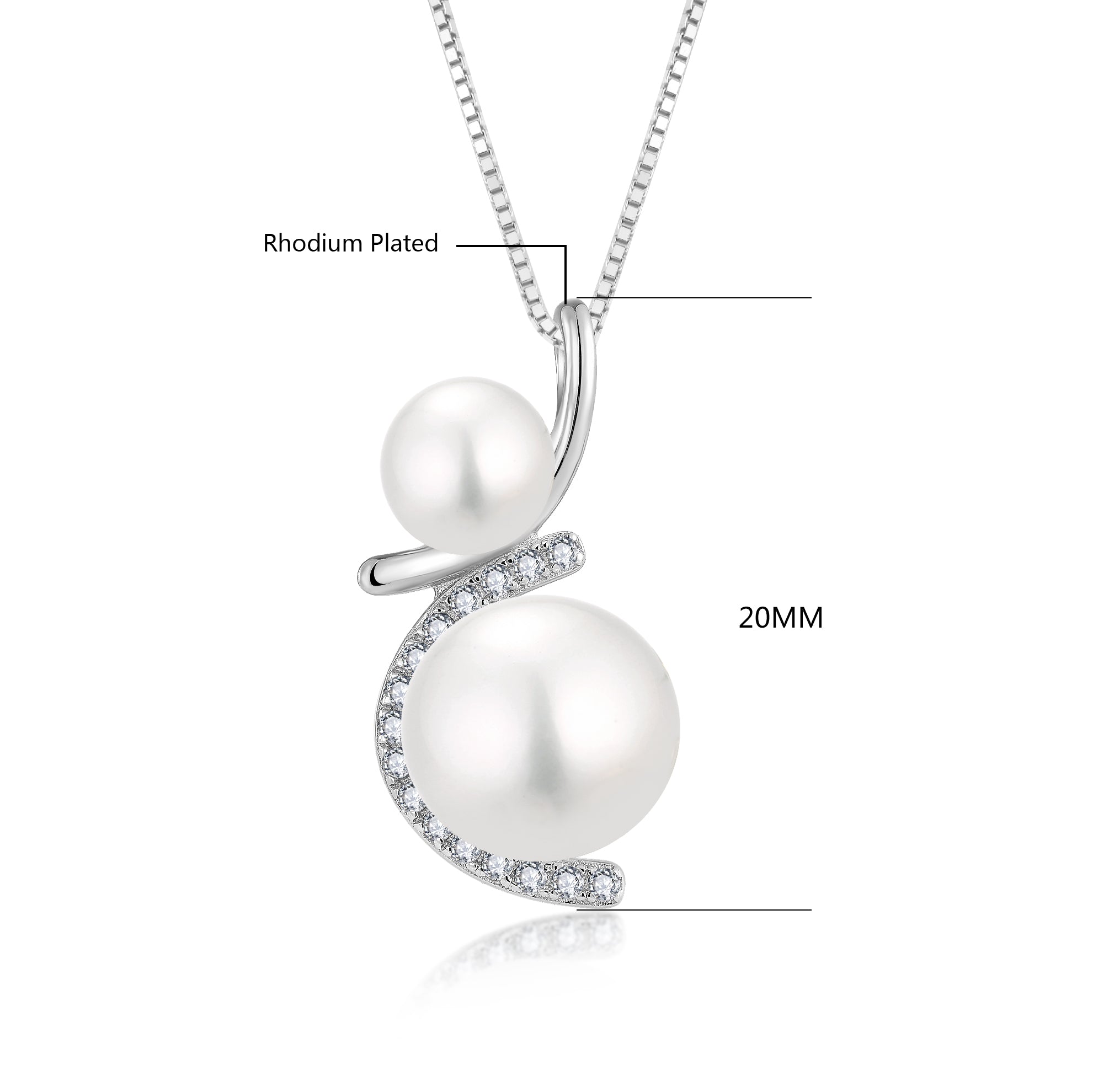 Aurilyn Double Pearl Pave Curve Necklace