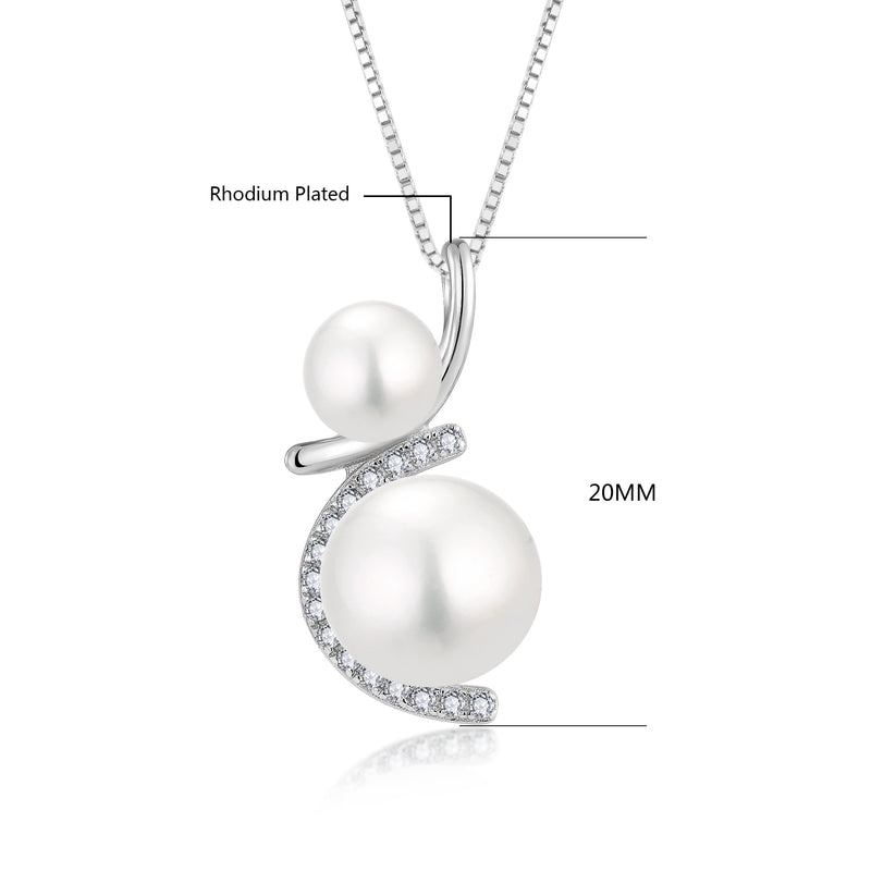 Double Pearl Pavé Curve Pendant