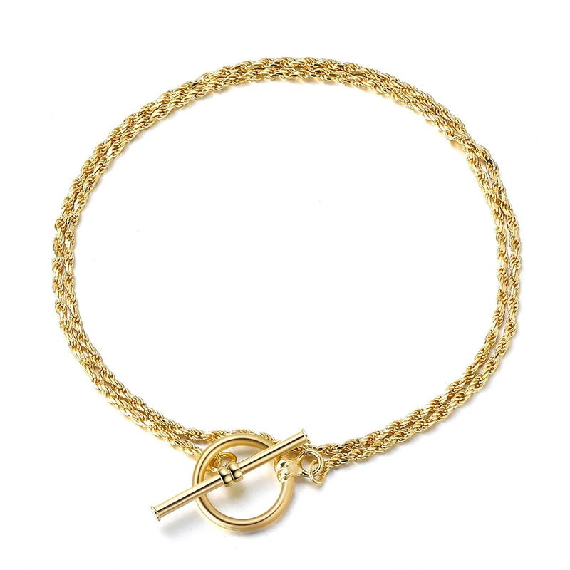 Double Rope Toggle Bracelet, gold plated 925 silver — Aurilyn