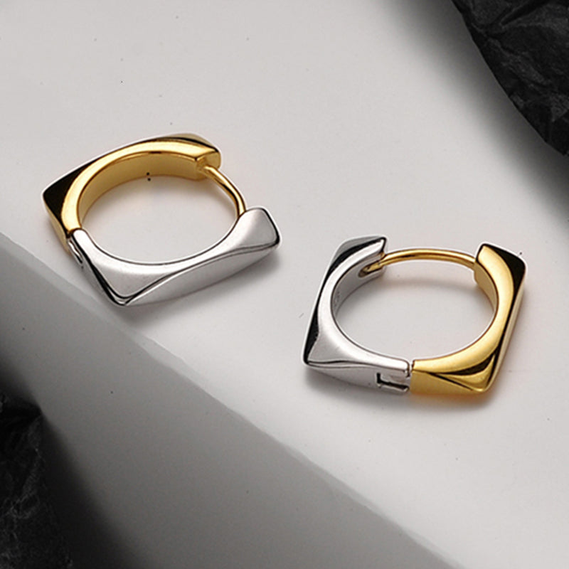 Two-Tone Square Hoop Earrings