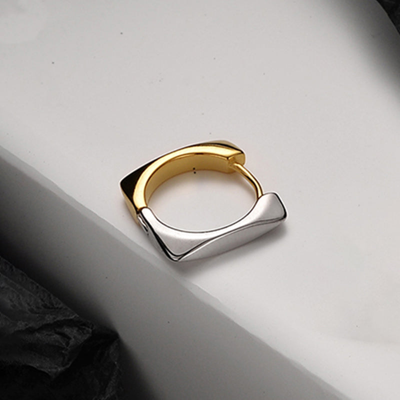 Two-Tone Square Hoop Earrings