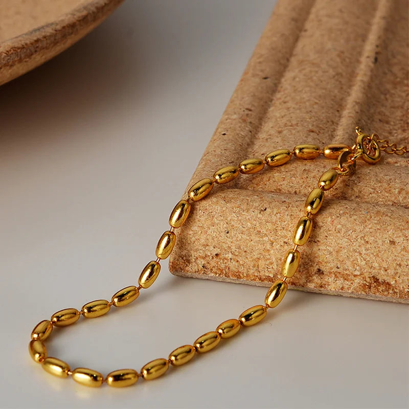 Oval Bead Chain Bracelet, 18K gold plated 925 silver — Aurilyn