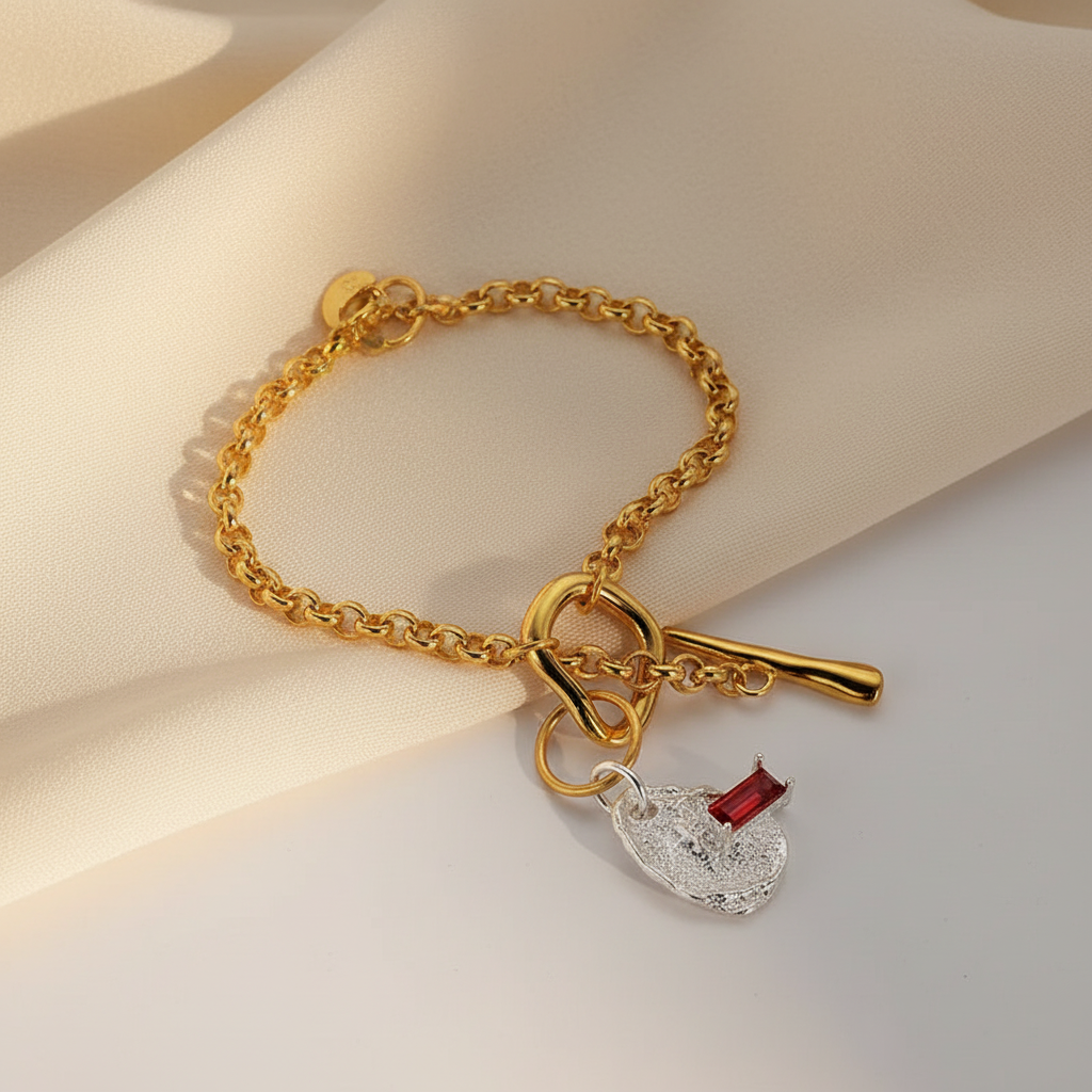 Abstract Charm Toggle Bracelet