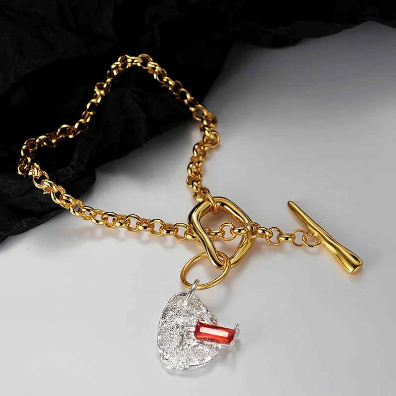 Abstract Charm Toggle Bracelet, gold plated 925 silver — Aurilyn