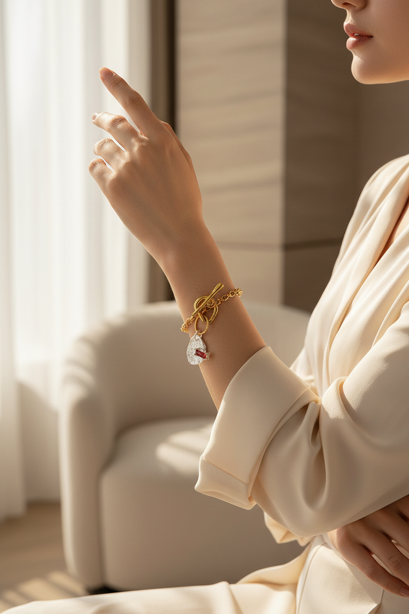 Abstract Charm Toggle Bracelet