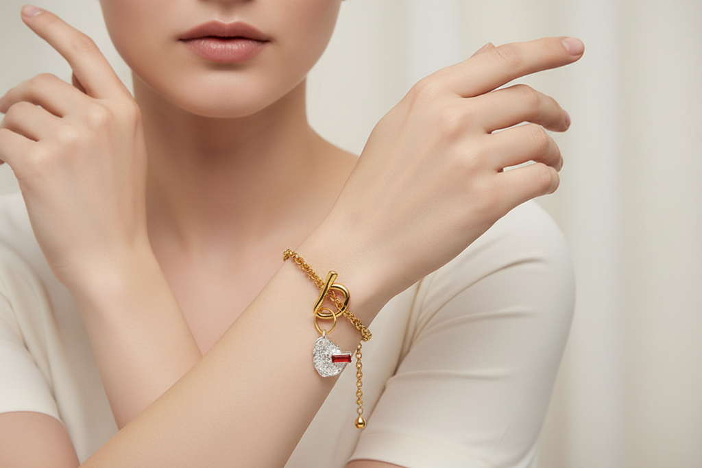 Toggle Bracelet with Abstract Charm