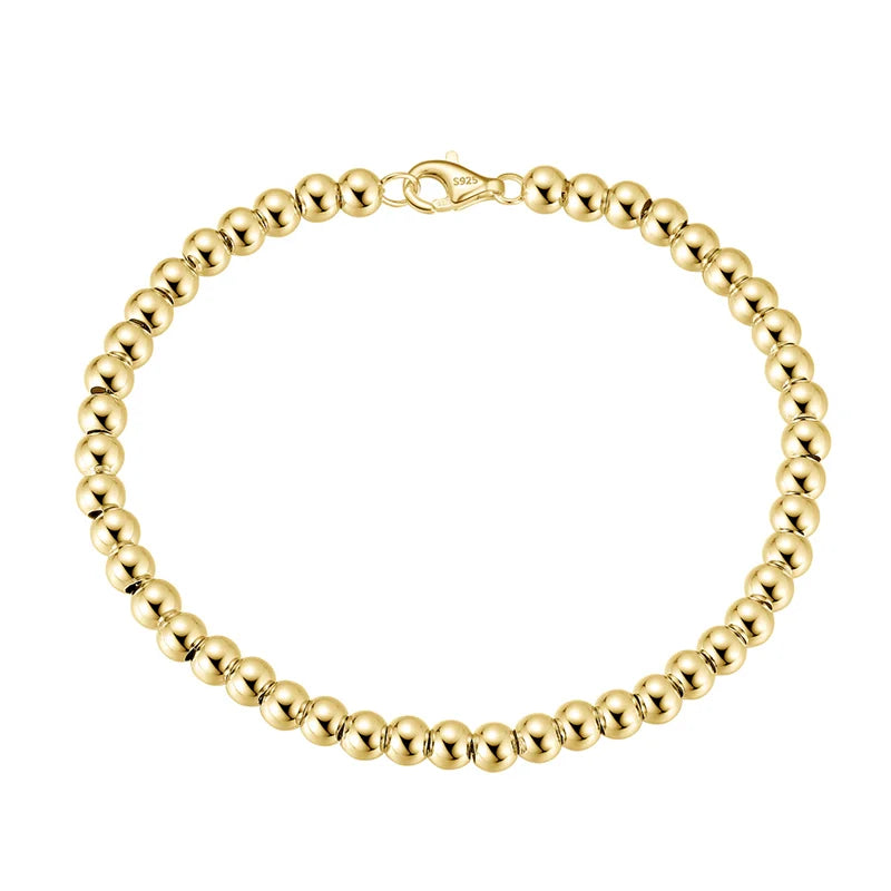 Classic Bead Bracelet 4mm, 18K gold plated 925 silver — Aurilyn