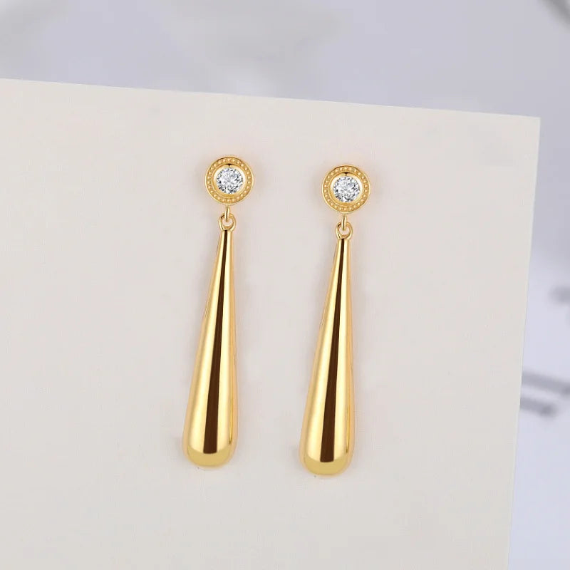 Teardrop Earrings with Bezel-Set Stone