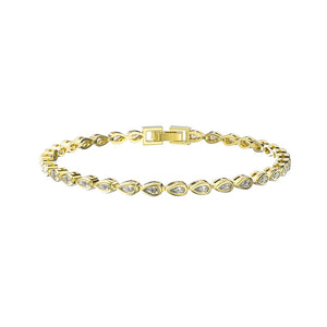 Teardrop Tennis Bracelet with CZ, gold plated 925 silver — Aurilyn