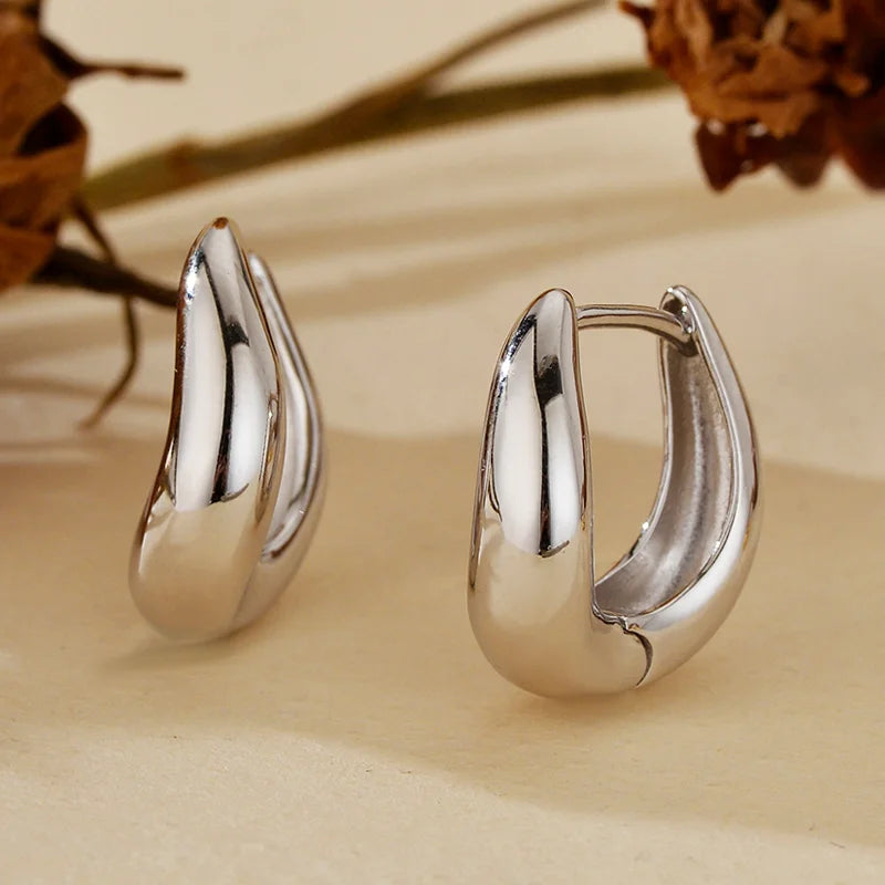 Trendy Wave Dome Huggies Hoop Earrings