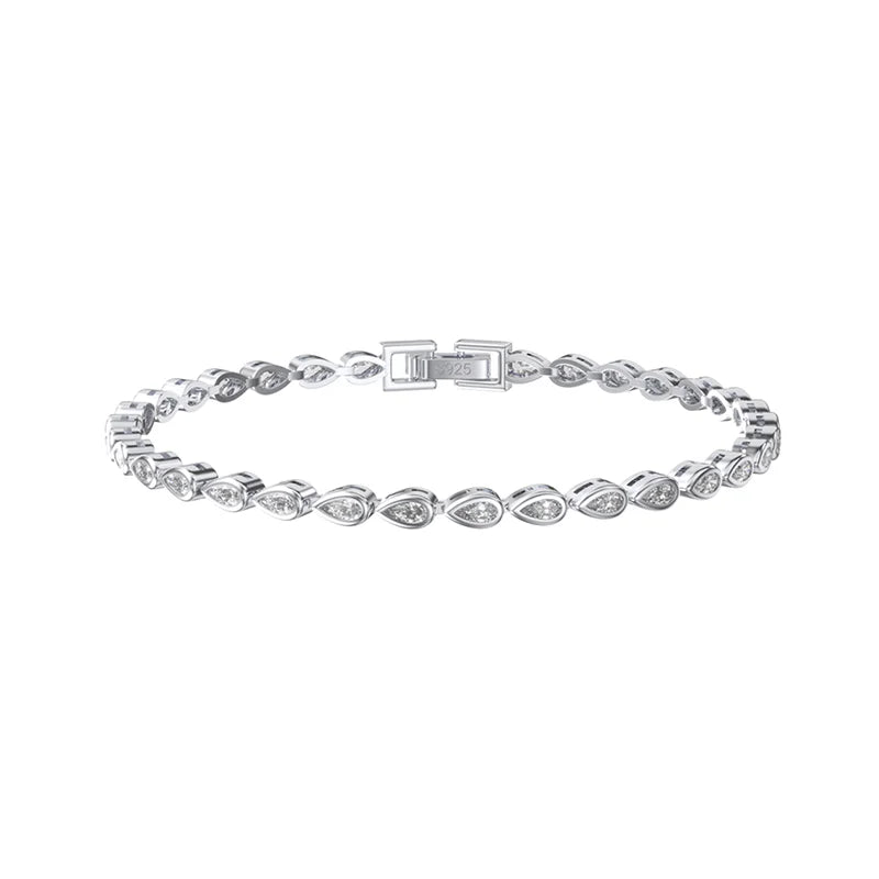 Premium 24K Gold Plated 925 Sterling Silver Teardrop Tennis Bracelet