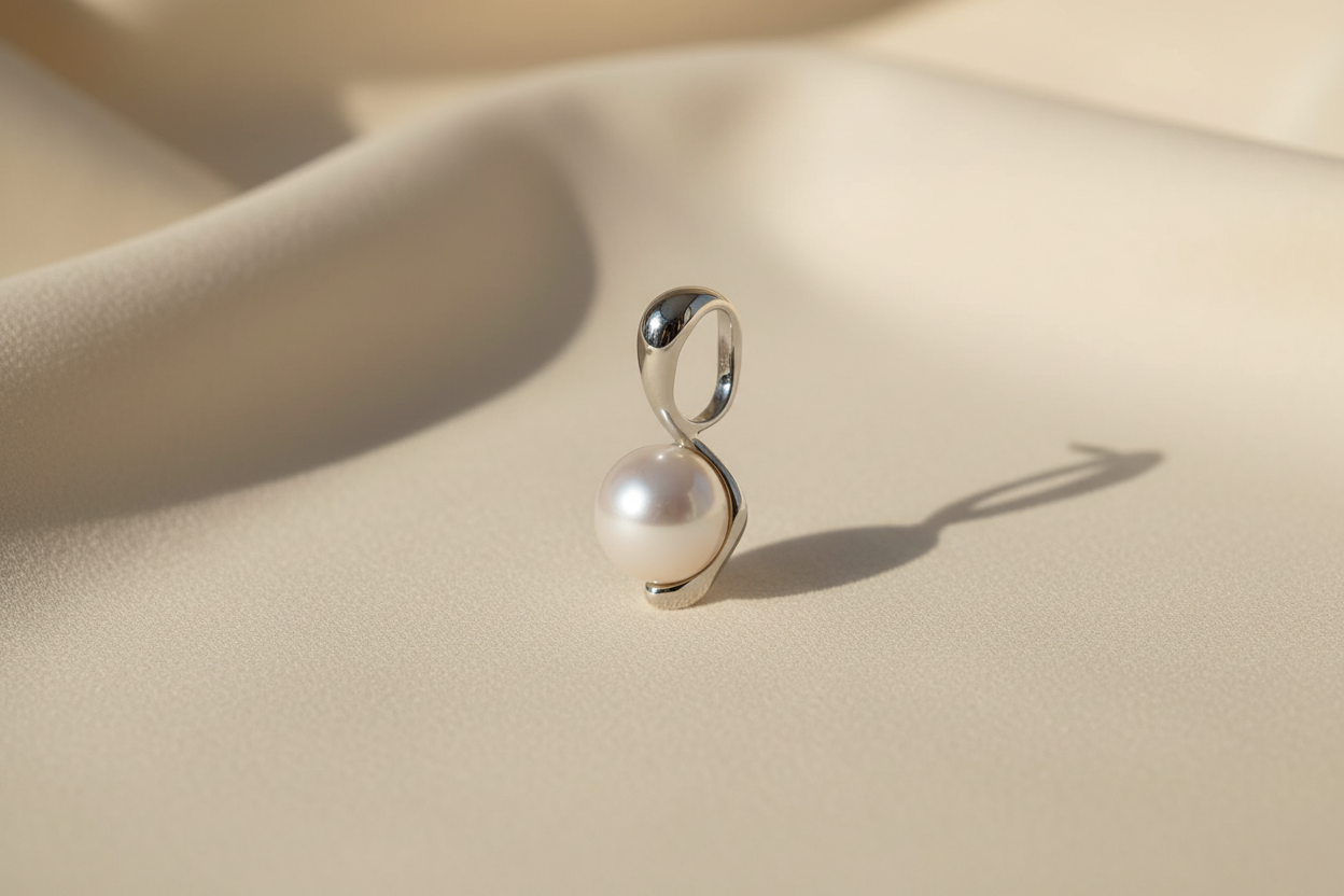 Aurilyn Sculptural Pearl Pendant - 5A Grade Natural Pearls - Pure Silver - Premium Collection
