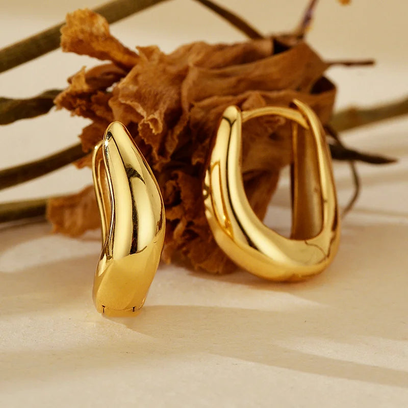 Trendy Wave Dome Huggies Hoop Earrings