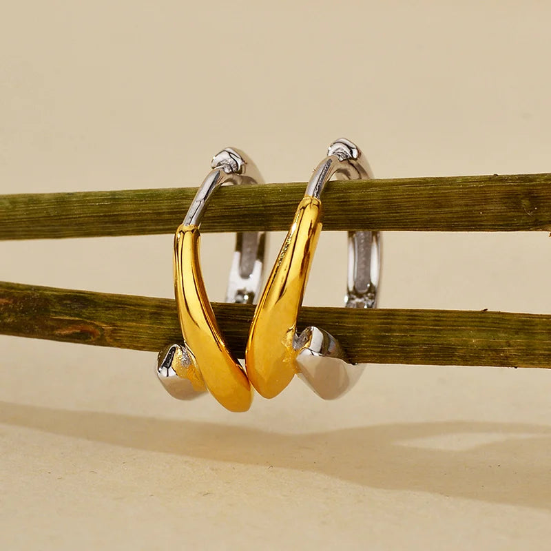 Two-Tone Overlapping Hoop Earrings