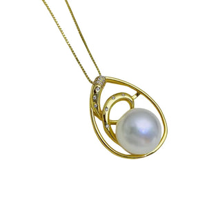 Swirl Pearl Statement Necklace, freshwater pearl 925 silver — Aurilyn