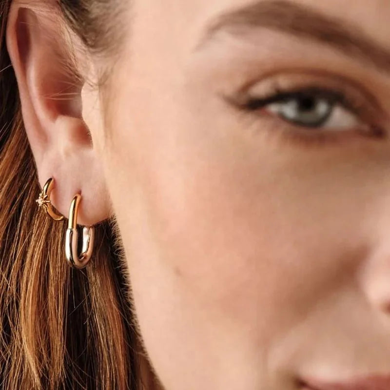Aurilyn Paperclip Link Hoop Earrings