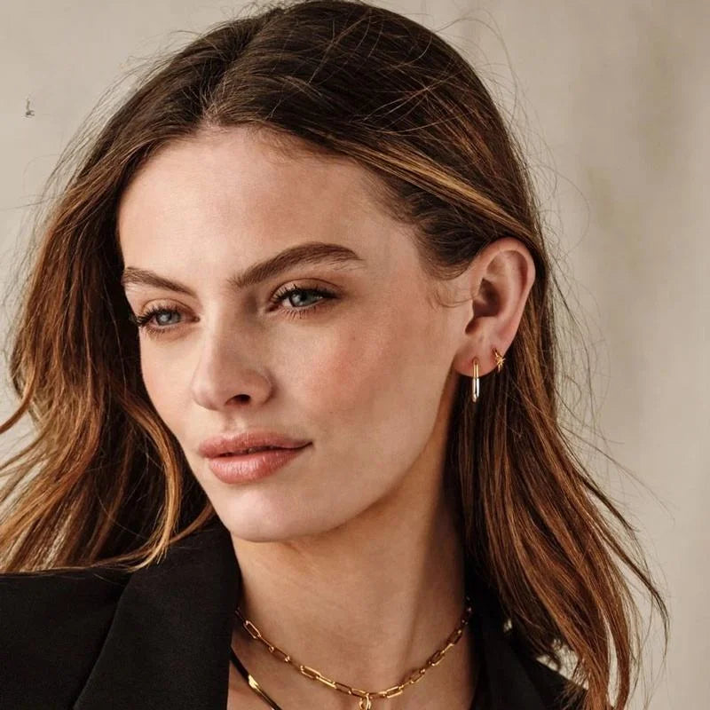 Aurilyn Paperclip Link Hoop Earrings