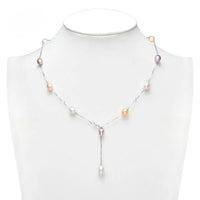 Multi-Colour Pearl Lariat Necklace, freshwater pearls — Aurilyn