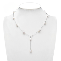Pearl Double Drop Lariat Necklace, freshwater pearls — Aurilyn