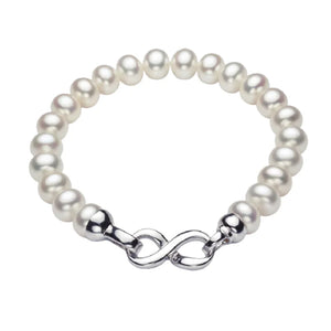 Infinity Pearl Bracelet, freshwater pearls 925 silver — Aurilyn