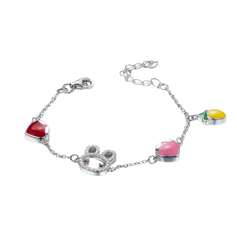 Bunny and Heart Charm Bracelet, 925 sterling silver — Aurilyn