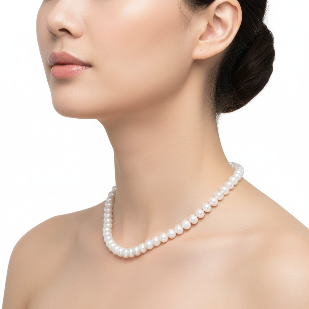 Aurilyn Classic 5A Grade Freshwater Pearl Necklace with Sterling Silver - Premium Collection