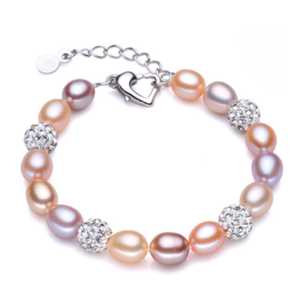 Multi-Colour Pearl and Crystal Bracelet, 925 silver — Aurilyn