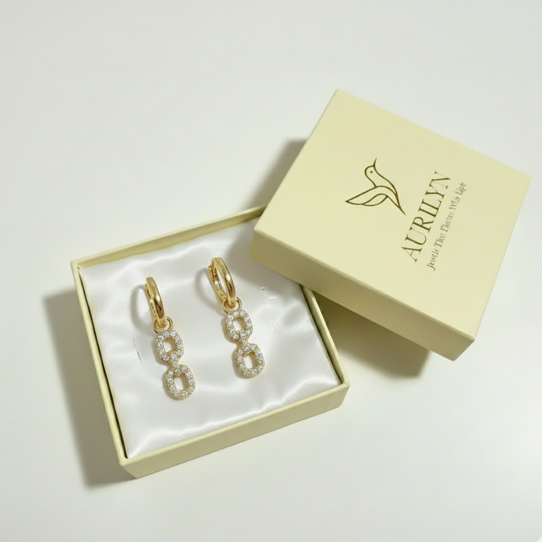 Double Link Dangle Hoop Earrings