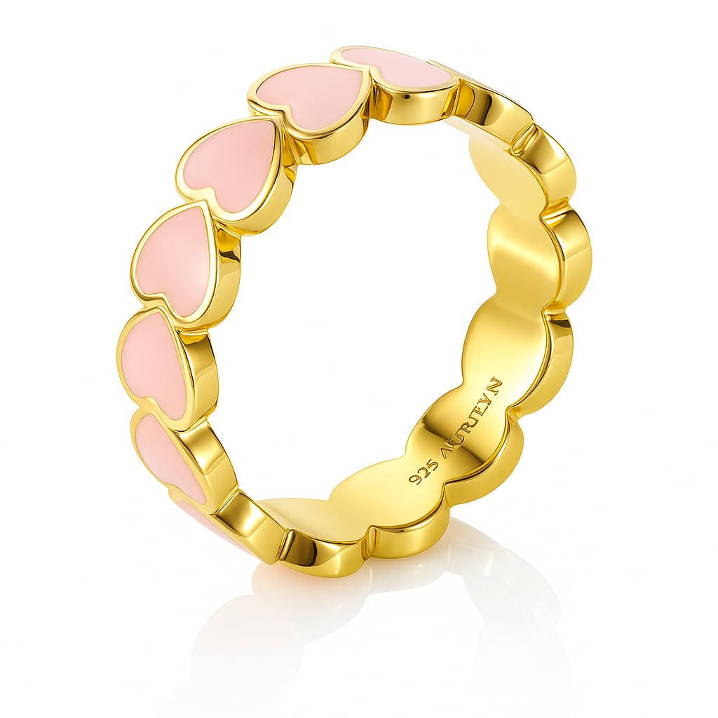 Heart Enamel Ring - 18K Gold Plated
