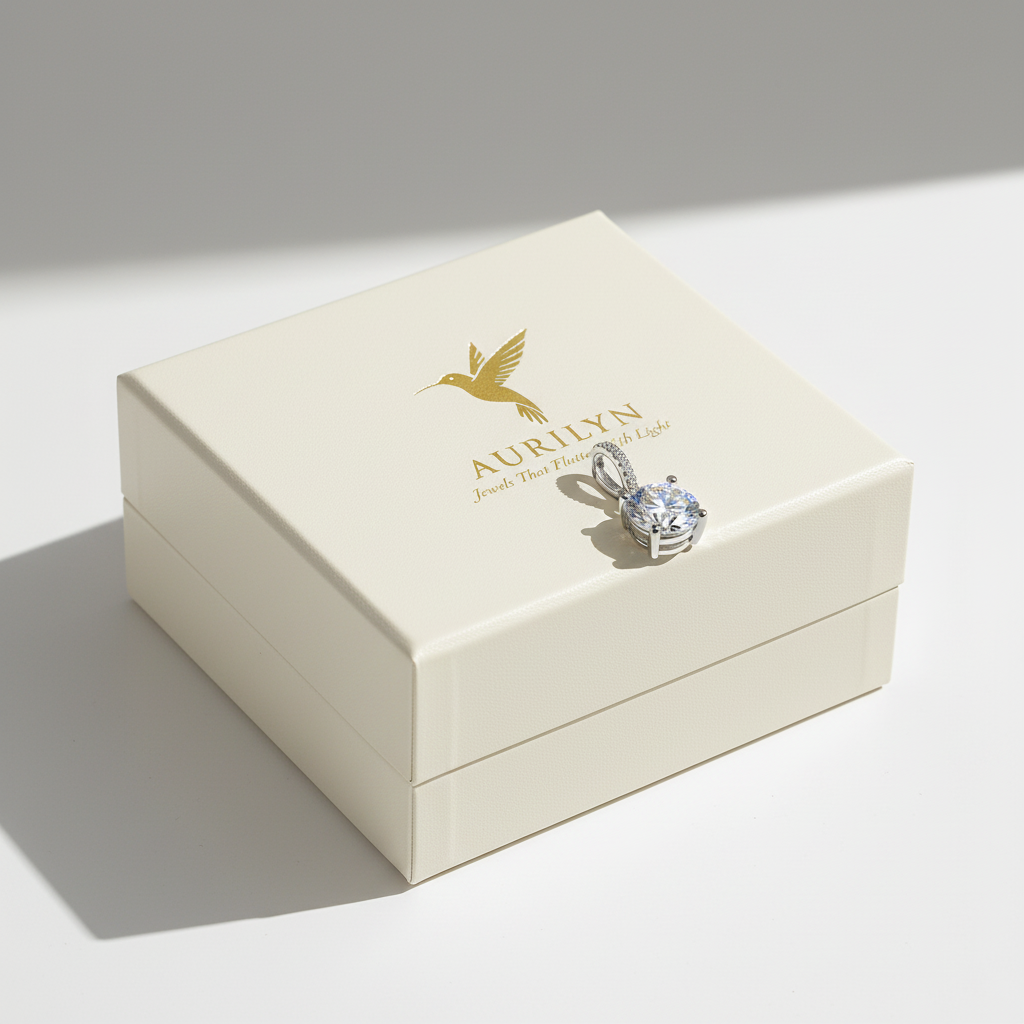 Gift-ready presentation with pendant on box