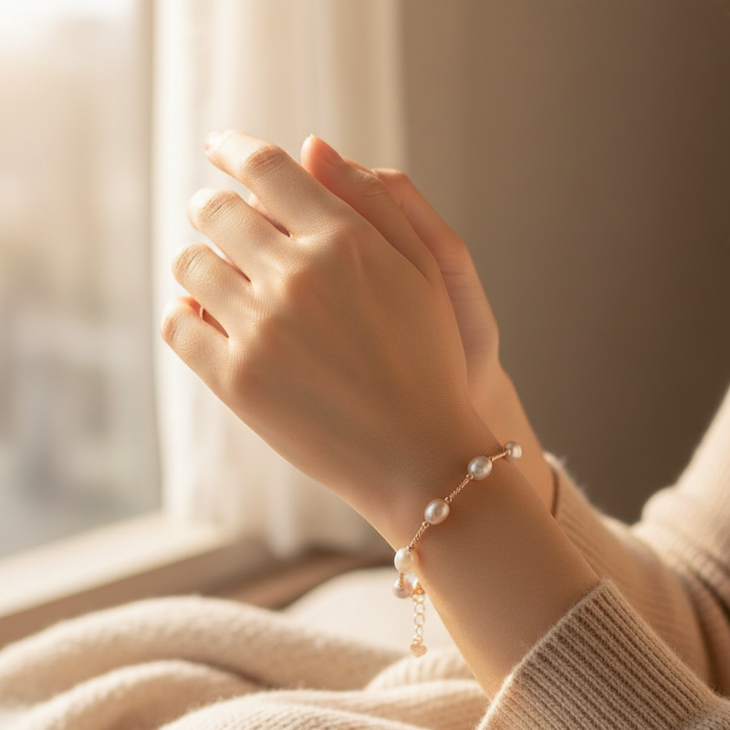 Intimate close-up of bracelet