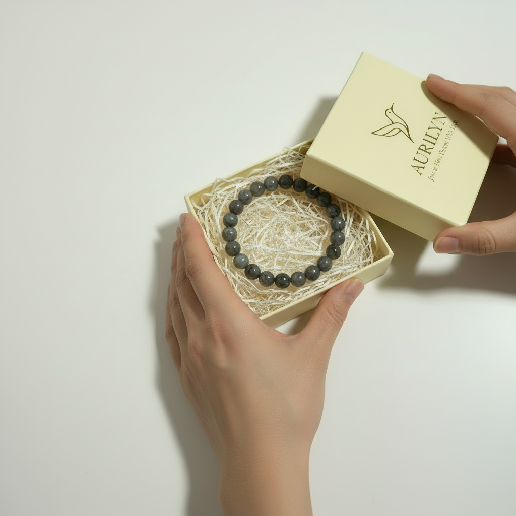 Labradorite bracelet in Aurilyn packaging