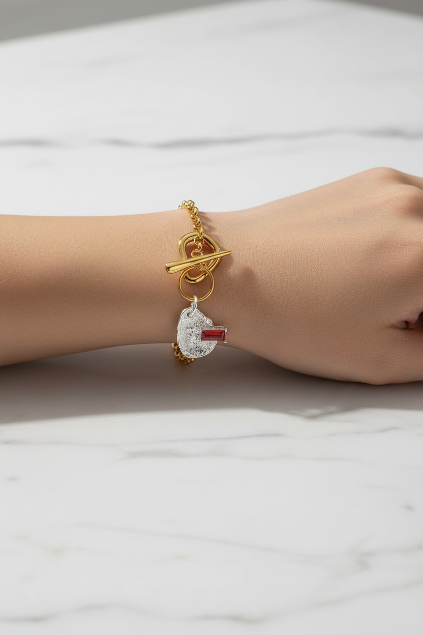 Toggle Bracelet with Abstract Charm Lifestyle